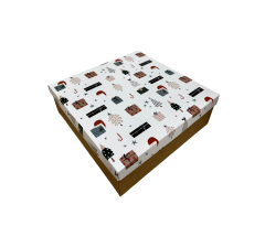 Коробка подарочная 200*200*70 мм, дизайн МО2025-4 с крафт дном