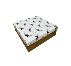 Коробка подарочная 270*180*50 мм, дизайн МО2025-12 с крафт/белым дном