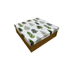 Коробка подарочная 200*200*70 мм, дизайн МО2025-7 с крафт дном