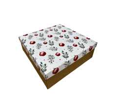 Коробка подарочная 200*200*70 мм, дизайн МО2025-6 с крафт дном