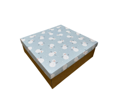 Коробка подарочная 200*200*70 мм, дизайн МО2025-10 с крафт дном