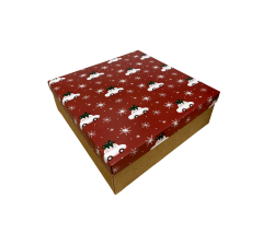 Коробка подарочная 200*200*70 мм, дизайн МО2025-13 с крафт дном