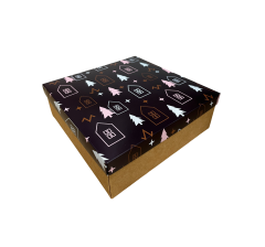 Коробка подарочная 270*180*50 мм, дизайн МО2025-9 с крафт/белым дном