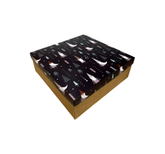 Коробка подарочная 270*180*50 мм, дизайн МО2025-1 с крафт/белым дном