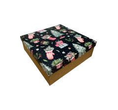 Коробка подарочная 270*180*50 мм, дизайн МО2025-11 с крафт/белым дном