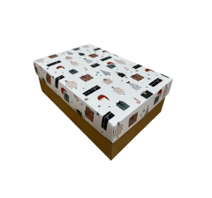 Коробка подарочная 270*180*110 мм, дизайн МО2025-4 с крафт дном