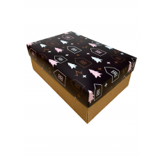 Коробка подарочная 270*180*110 мм, дизайн МО2025-9 с крафт дном