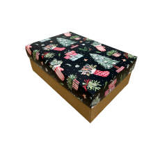 Коробка подарочная 180*110*70 мм, дизайн МО2025-11 с крафт дном