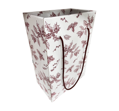 Коробка-пакет для транспортировки цветов/подарков 245*140*360 мм, красные узоры