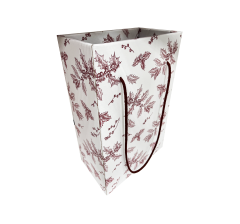 Коробка-пакет для транспортировки цветов/подарков 220*120*310 мм, красные узоры