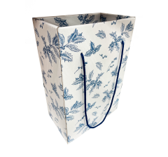 Коробка-пакет для транспортировки цветов/подарков 245*140*360 мм, синие узоры