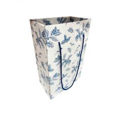 Коробка-пакет для транспортировки цветов/подарков 220*120*310 мм, синие узоры