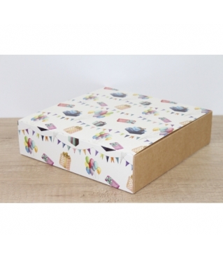 Коробка 225*225*55 мм, дизайн 2020-52 с крафт дном