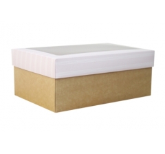 Коробка подарочная с окном 280*230*120 мм, МО2024-14, крафт дно