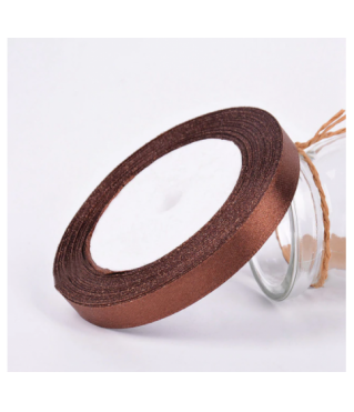 Лента атласная 12 мм/25 м, коричневая