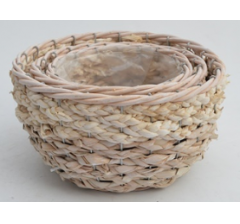 Набор кашпо плетеных (рогоз), 27H15, 22H13,18H12,3 шт., выбеленн.