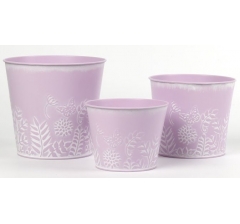Набор декоративных кашпо D17,5XH16CM BD13CM; D15XH13,5CM BD12CM; D13,5XH10,5CM BD10CM, 3 шт., св.сиреневый