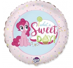 Шар (18''/46 см) Круг, My Little Pony, Лошадка Пинки Пай, Сладкий День!, Розовый