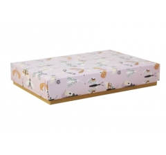 Коробка подарочная 230*150*40 мм, дизайн МО2024-10, крафт/белое дно