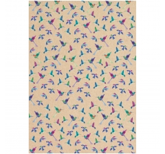 Упаковочная бумага крафт 70*100см "Крылатые созданья", 70г/м2 дизайн 1
