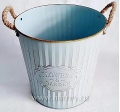 Кашпо металлическое 16*17*10, 1 шт., нежно-голубой