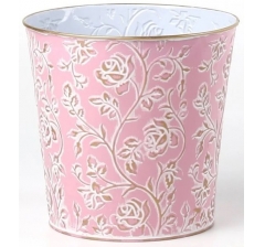 Декоративное кашпо D17,5XH17/B13СМ, св.розовый/белый, металл