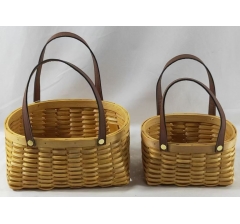 Набор корзин плетеных (секвойя), 24x19x11/25 B:22x14 см, 18x14x9,5/21 B:16x9 см, 2 шт., натур.