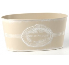 Декоративное овальное кашпо 29.5X15.5XH14.5CM B:25X11.7CM, молочный, металл