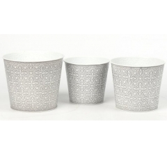 Набор декоративных кашпо 17X14.5CM B13,15X13.5CM B12,13.5X12.3CM B10, 3 шт., светло-серый, металл