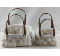 Набор корзин плетеных (секвойя), 24x19x11/25 B:22x14 см, 18x14x9,5/21 B:16x9 см, 2 шт., белый