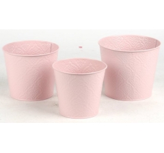 Набор декоративных кашпо 17X14.5CM B13,15X13.5CM B12,13.5X12.3CM B10, 3 шт., св.-розовый, металл