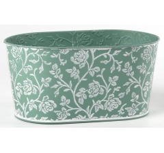 Декоративное овальное кашпо 22.5X13.5XH11.5CM 20X11СМ, бирюзовый, металл