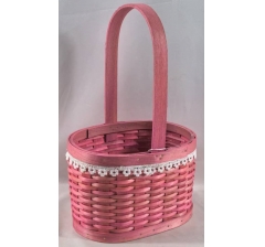 Корзина плетеная (секвойя),18x12x11/30 B:19x12 см, 1 шт., розовый