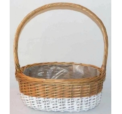 Корзина плетеная (ива) 35x25H15/40 B26x15, 1 шт., медовый/белый
