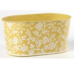 Декоративное овальное кашпо 22.5X13.5XH11.5CM 20X11СМ, желтый, металл