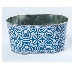 Декоративное овальное кашпо "Орнамент" 22.5X13.7XH11.3 см. металл