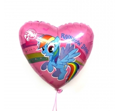 Шар (18''/46 см) Сердце, My Little Pony, Лошадка Радуга, Розовый,