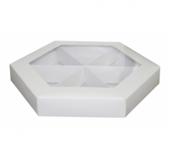 Коробка-многогранник с окном и вкладышами 200*200*30 мм, белая