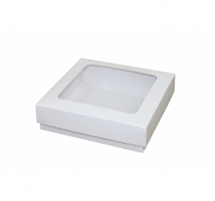 Коробка подарочная 150*150*40 мм, белая  с окном