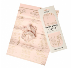 Тишью Бумага "Письмо", 10 листов в упаковке, 37 грамм, 50cmx70cm, цв. золото на розовом