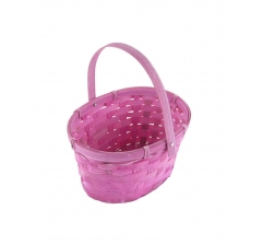 Корзина плетеная (бамбук), D19X14.5 H11 HH21 см, светло-розовый