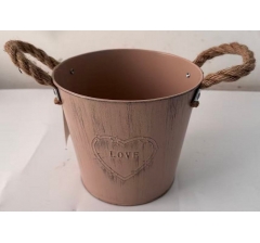 Кашпо металлическое 18*14*16, 1 шт., персиково-розовый