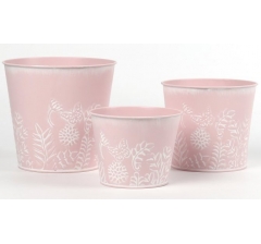 Набор декоративных кашпо D17,5XH16CM BD13CM; D15XH13,5CM BD12CM; D13,5XH10,5CM BD10CM, 3 шт., св.розовый