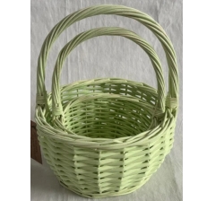 Набор корзин плетеных (ива), 19*19*10*24 см, 15*15*8*20 см, 2 шт., св.зеленый