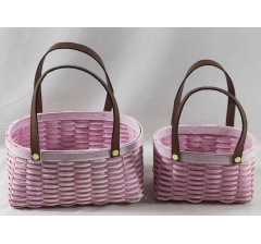 Набор корзин плетеных (секвойя), 24x19x11/25 B:22x14 см, 18x14x9,5/21 B:16x9 см, 2 шт., св.розовый