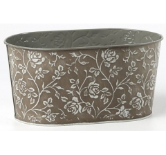 Декоративное овальное кашпо 22.5X13.5XH11.5CM 20X11СМ, темно-бежевый, металл