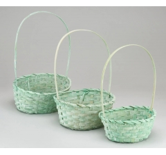 Набор корзин плетеных (бамбук), 22х18х10/34 см, 24х19х10/36 см, 27х21х10/38 см, 3 шт., светло-зел.