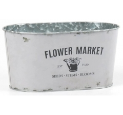 Декоративное овальное кашпо "Цветочный рынок" 22.5X13.7XH11.3 см. слоновая кость, металл