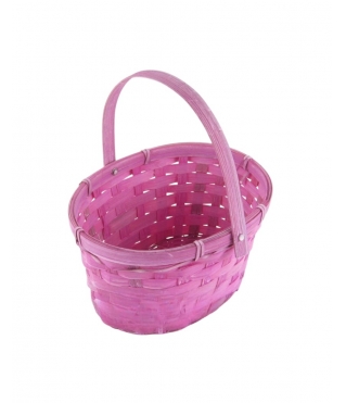 Корзина плетеная (бамбук), D19X14.5 H11 HH21 см, светло-розовый