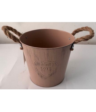 Кашпо металлическое 18*14*16, 1 шт., персиково-розовый